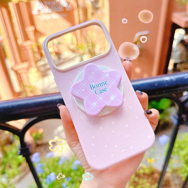 ** Ốp iPhone 17 Pro Max dẻo hồng nhiều sao nhí trắng kèm pop ngôi sao