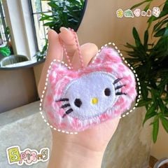 ** Móc khóa bông mặt kitty da beo màu