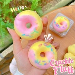 ** Squishy bánh Donut hồng/vàng kèm hộp thơm