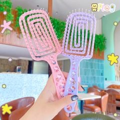 ** Lược chải gỡ rối dán sticker kitty hồng/tím