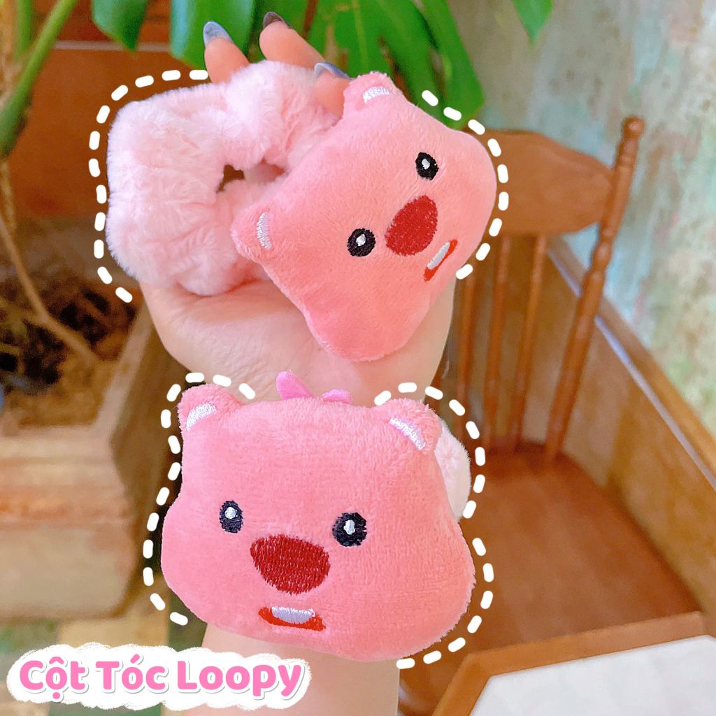 ** Scrunchies lông Loopy hồng