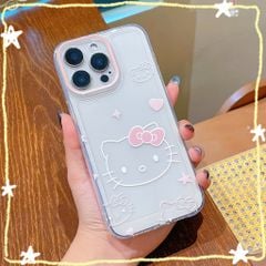 ** Ốp iPhone 12 Pro dẻo trong mặt Kitty nơ hồng