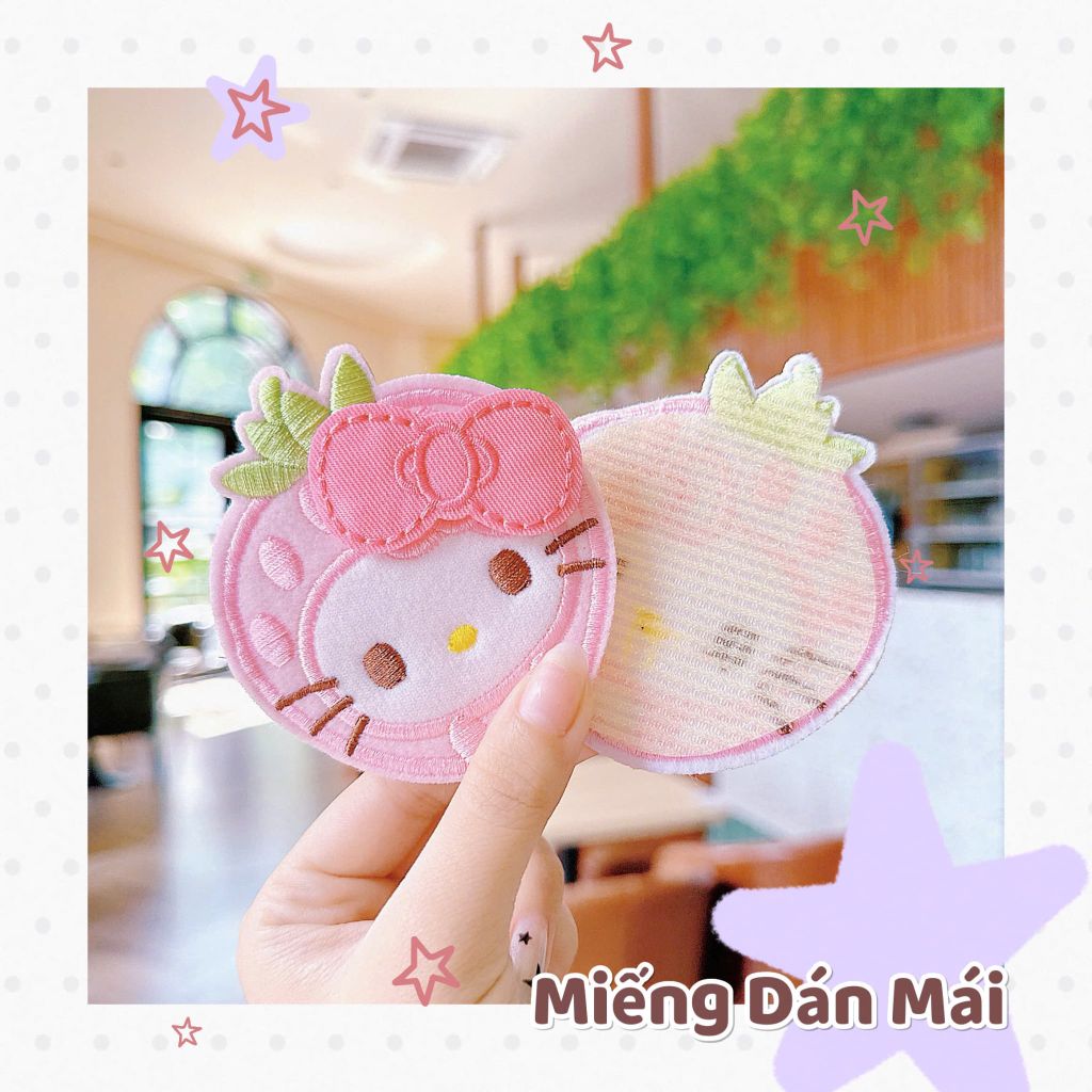 ** Miếng dán tóc mái dâu tây kitty đỏ/hồng