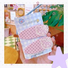 ** Set 2 kẹp chấm bi charm kitty tone pastel