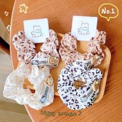 ** Scrunchies da beo màu nâu/xám/be