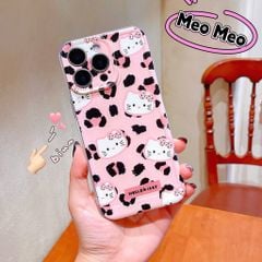 ** Ốp iPhone 15 Pro dẻo hồng da beo in nhiều mặt Kitty