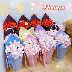 ** Bó hoa ốc quế hoa hồng tỉ muội