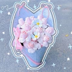 ** Bó hoa ốc quế TAI MÈO hoa hồng tỉ muội