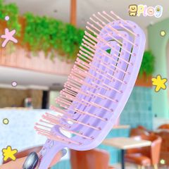 ** Lược chải gỡ rối dán sticker kitty hồng/tím