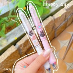 ** Bút bi nhiều mèo tone hồng/trắng (mực đen)