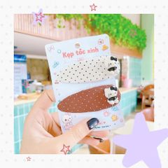 ** Set 2 kẹp tách chấm bi charm kitty đen
