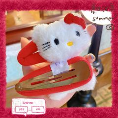 ** Kẹp tách bông mặt Kitty nơ đỏ cute
