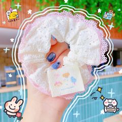 ** Scrunchies viền ren màu hồng/trắng/tím/cam/XD