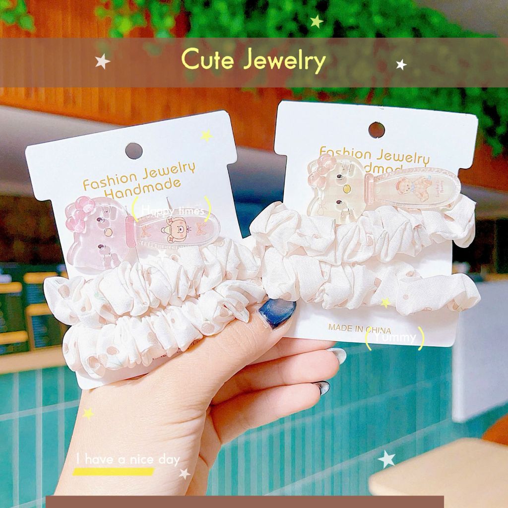 ** Set 3 món kitty tone nâu (2 chun 1 kẹp)