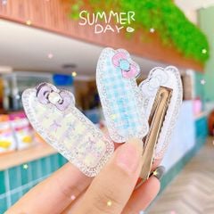 ** Set 3 kẹp hoa nhí caro mix nơ