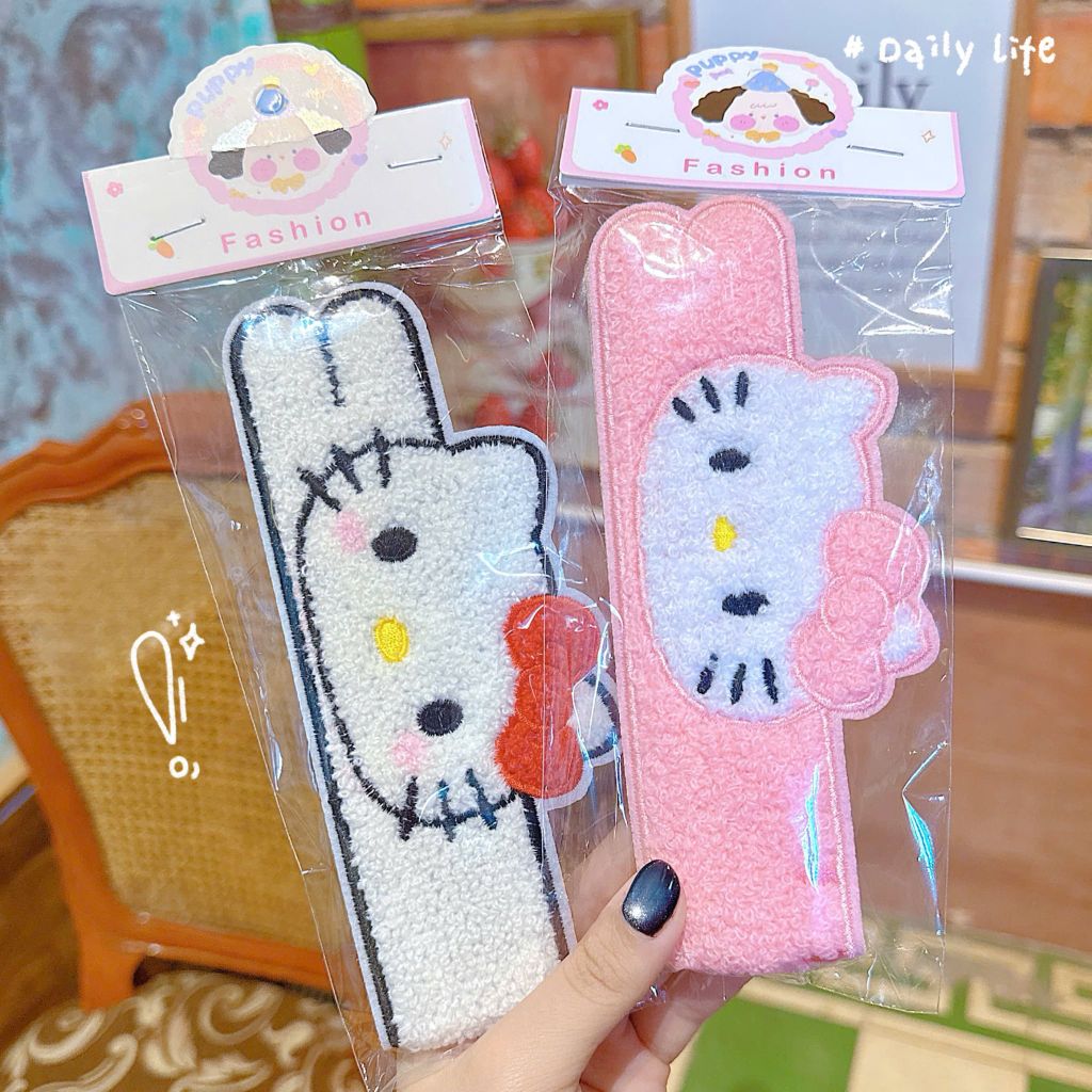 ** Dán mái dài lông nỉ kitty hồng/trắng có tag