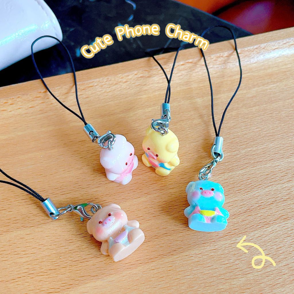 ** Dây đeo điện thoại heo má hồng cute nhiều màu