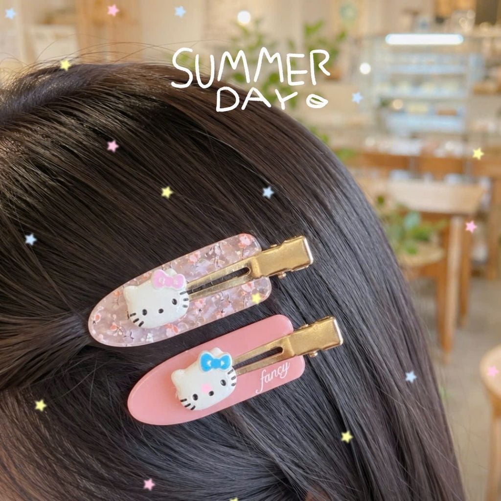 ** Set 2 kẹp xẻng đính charm kitty