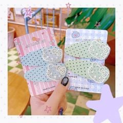** Set 2 kẹp chấm bi charm kitty tone pastel