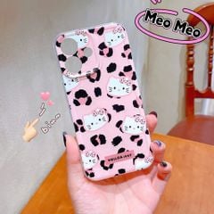 ** Ốp iPhone 16 Plus dẻo hồng da beo in nhiều mặt Kitty