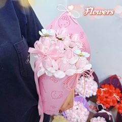 ** Bó hoa ốc quế hoa hồng tỉ muội