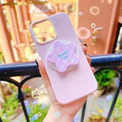 ** Ốp iPhone 16 Pro Max dẻo hồng nhiều sao nhí trắng kèm pop ngôi sao