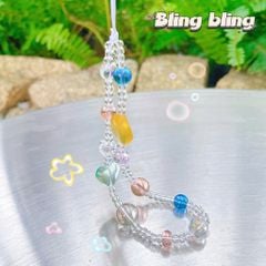 ** Dây đeo điện thoại chuỗi hạt mix đá nhiều màu pha lê