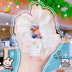 ** Scrunchies viền ren màu hồng/trắng/tím/cam/XD