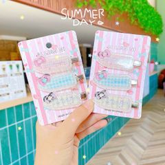 ** Set 3 kẹp hoa nhí caro mix nơ
