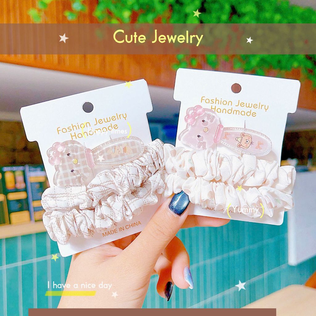 ** Set 3 món kitty tone nâu (2 chun 1 kẹp)