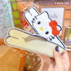 ** Dán mái dài lông nỉ kitty hồng/trắng có tag
