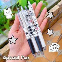 ** Bút bi mèo đen tone trắng chấm bi (mực đen)