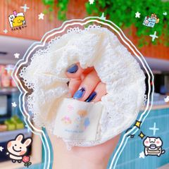 ** Scrunchies viền ren màu hồng/trắng/tím/cam/XD