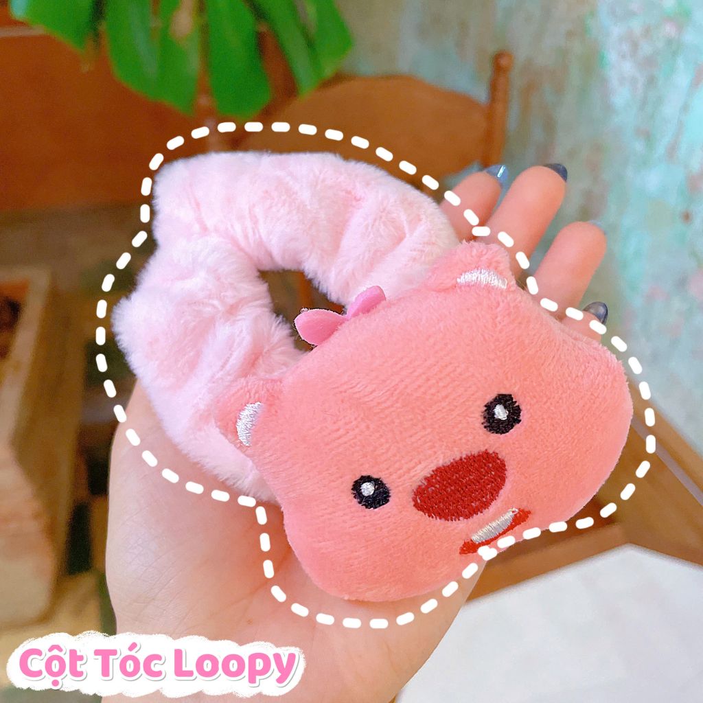 ** Scrunchies lông Loopy hồng