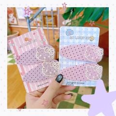 ** Set 2 kẹp chấm bi charm kitty tone pastel