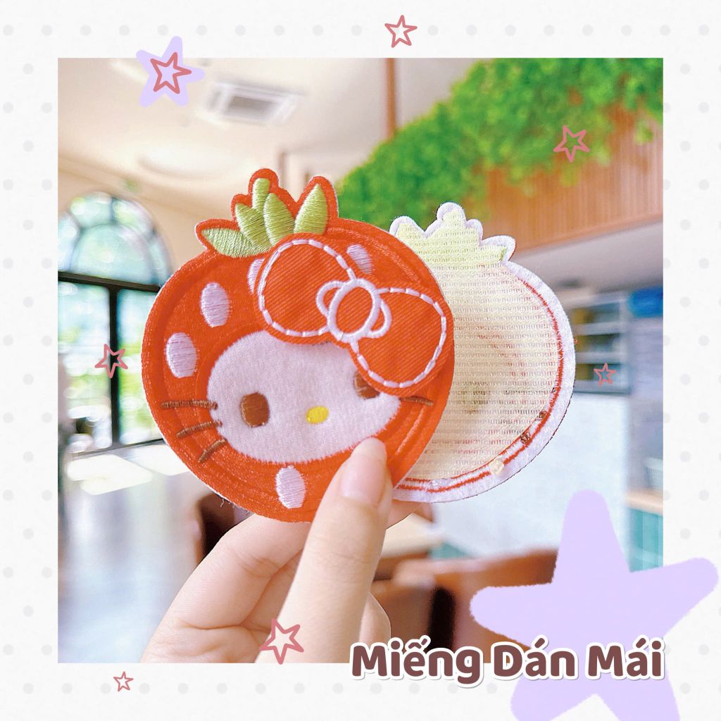 ** Miếng dán tóc mái dâu tây kitty đỏ/hồng