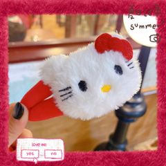 ** Kẹp tách bông mặt Kitty nơ đỏ cute