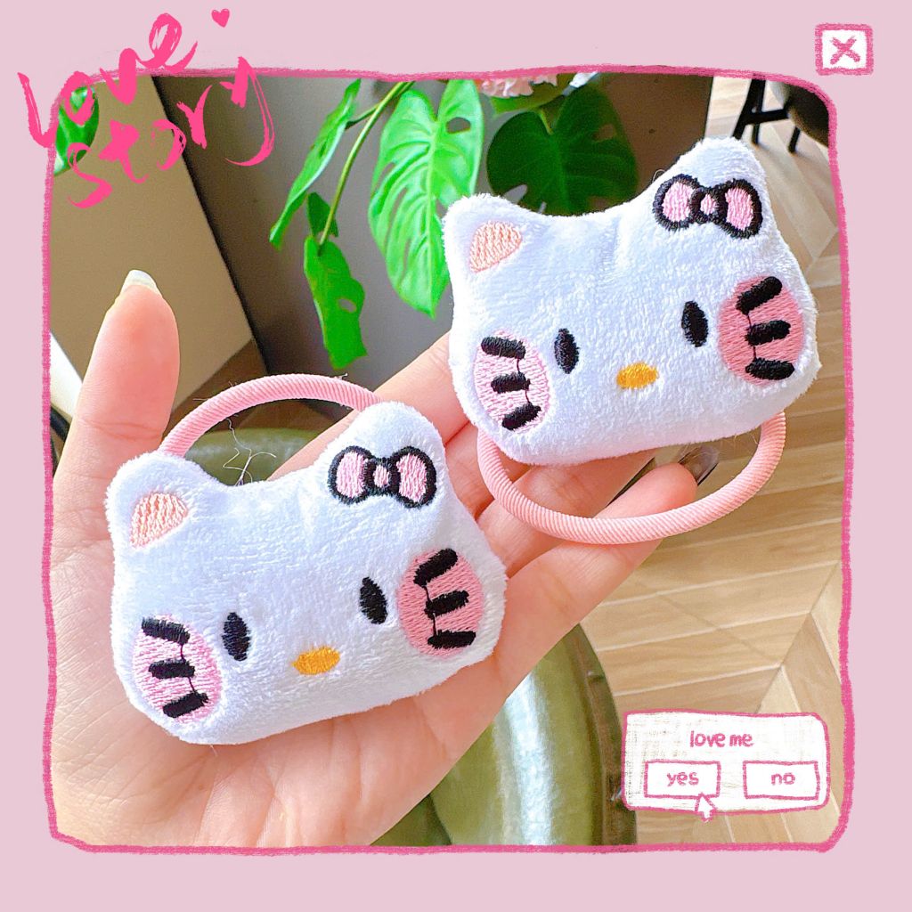 ** Cột tóc bông mặt kitty to