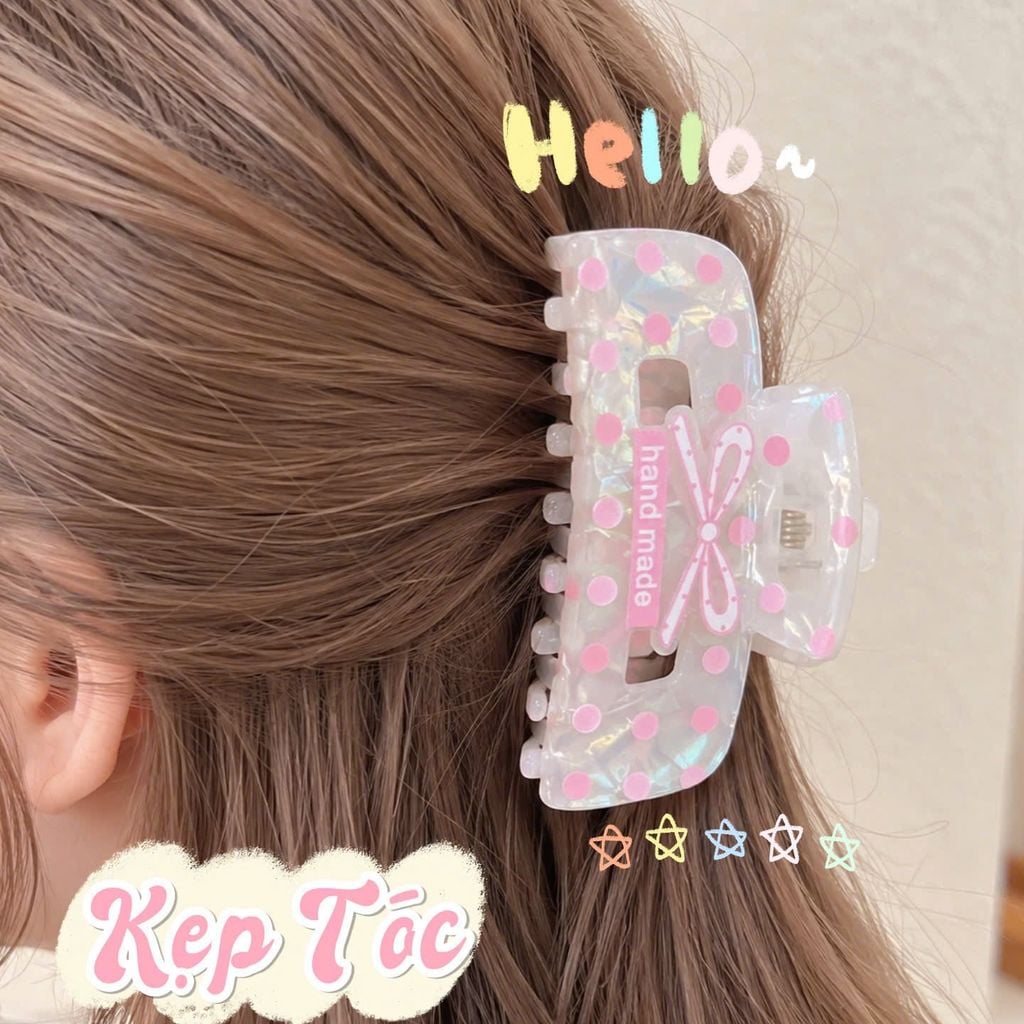 ** Kẹp càng cua xà cừ thạch Nơ hình vuông Bầu