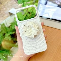 ** Ốp iPhone 17 Pro Max/18 Pro Max 2 lớp chấm bi vân sóng kèm POP hoa Lily