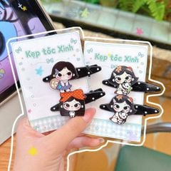 ** Set 2 kẹp tóc mái hình cô gái mắt to