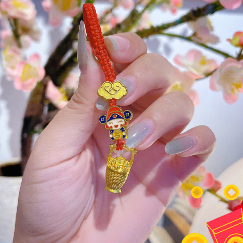 ** Dây đeo điện thoại thần tài và hủ vàng