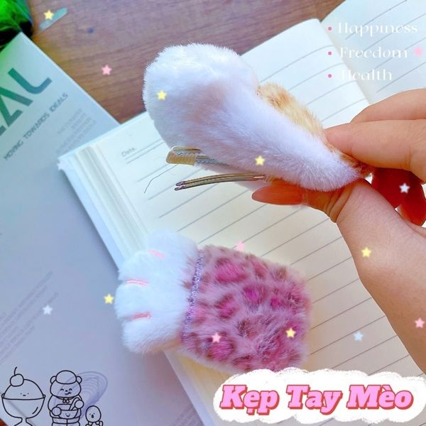 ** Kẹp tóc bàn tay mèo mix da beo