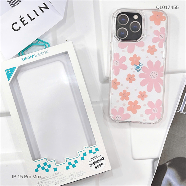 ** Ốp IP 15 Pro Max Dfans lưng hoa viền dẻo