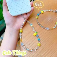 ** Dây đeo điện thoại chuỗi hạt Hoa chanh vàng pha lê