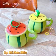 ** Cốc sứ dưa hấu kèm ống hút