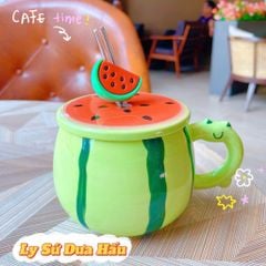 ** Cốc sứ dưa hấu kèm ống hút