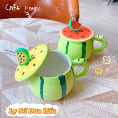 ** Cốc sứ dưa hấu kèm ống hút