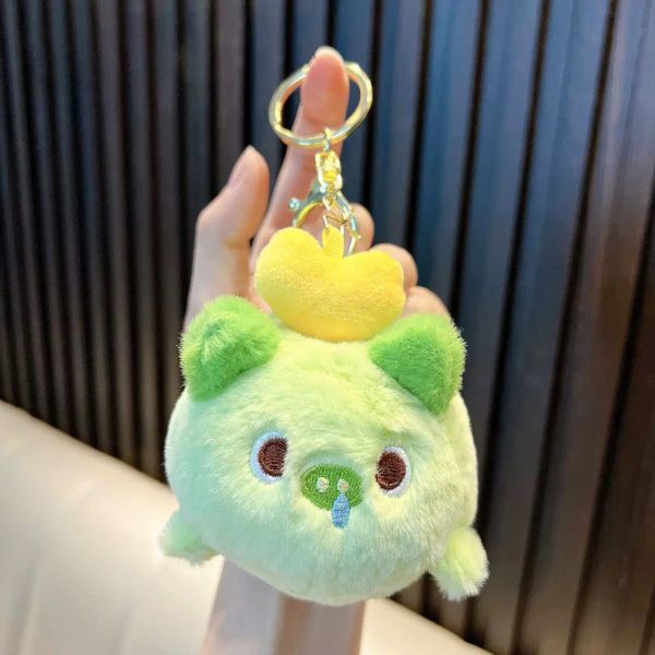 ** Móc khóa bông heo ú cute tim rút dây thều