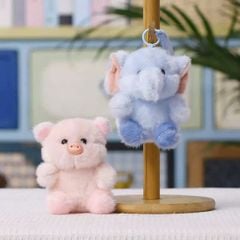 ** Móc khóa bông lông mịn voi/cánh cụt/heo/gà dây thừng